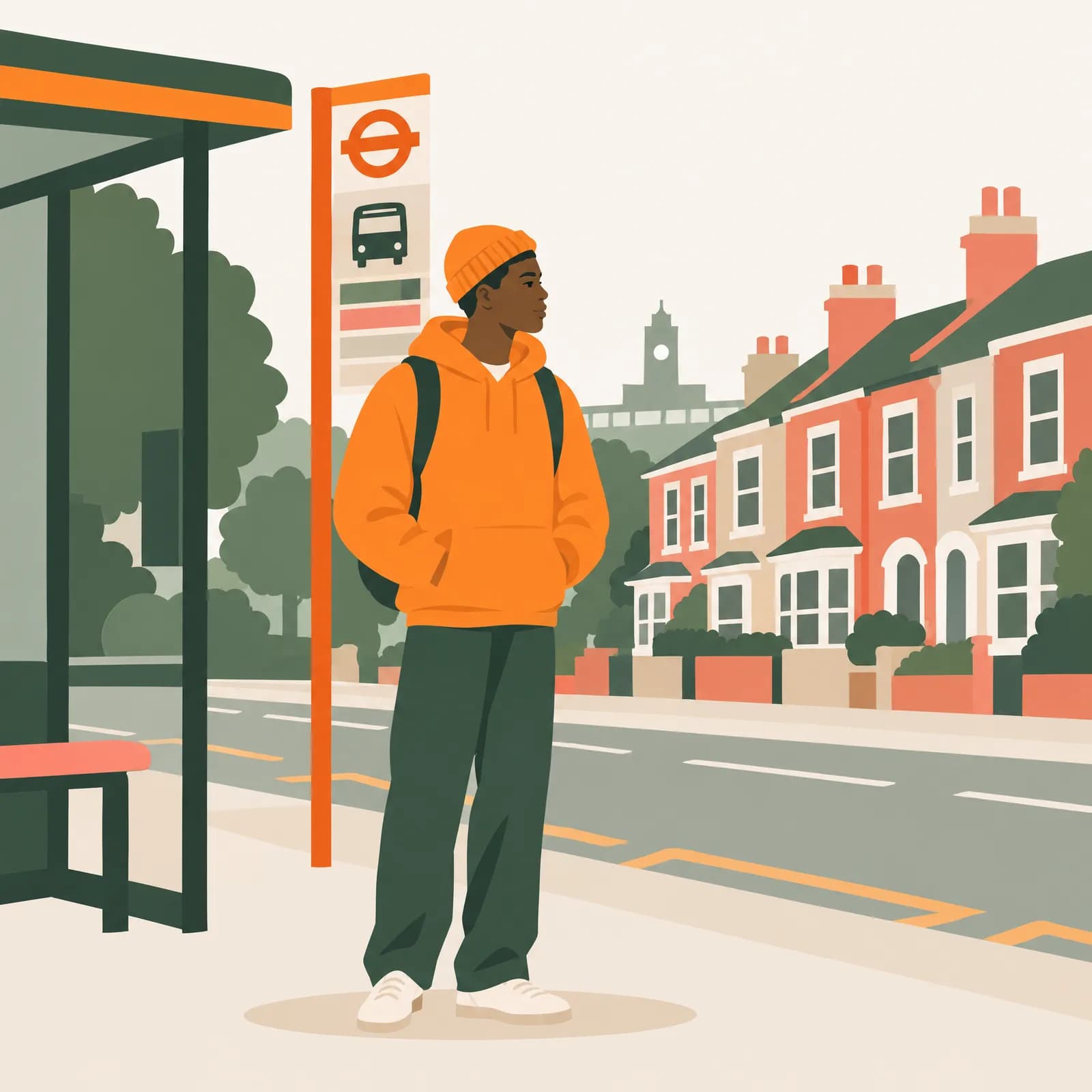A young man on a terraced street in Lewisham